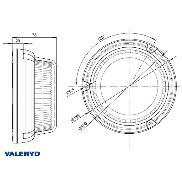 VALERYD LED Varningsljus gul. Skruvmontering. Kabel 1,5m