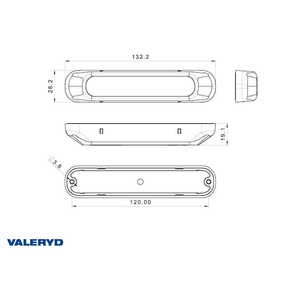 VALERYD LED Varningsljus Valeryd Arctic Night 132,2x28,2x28 mm gul 1 m kabel