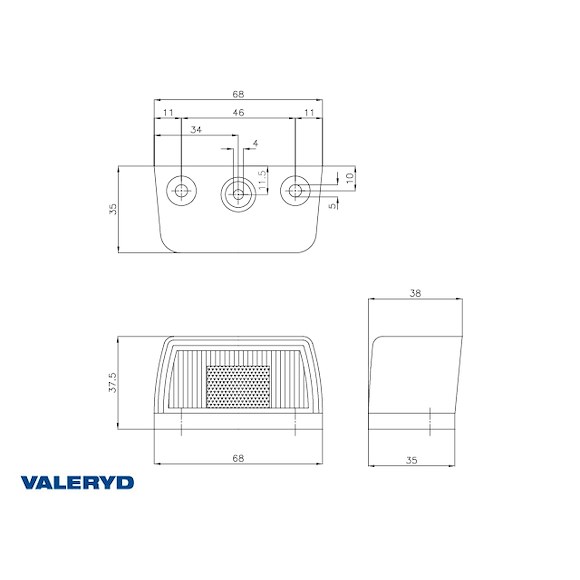 VALERYD Nummerskyltsbelysning Ajba 68x37 mm 12V