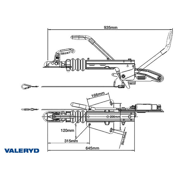 VALERYD Påskjutare Knott KF20 utf. A, 1.100-2.000kg med konsoll, hög handbromsspak