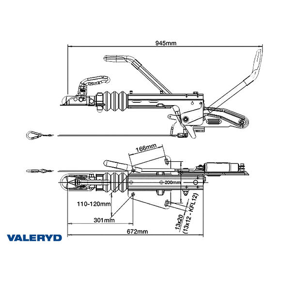 VALERYD Påskjutsbroms Knott. V. KF30-E. utf. GF. OE. 1600-3000 Kg. med konsol