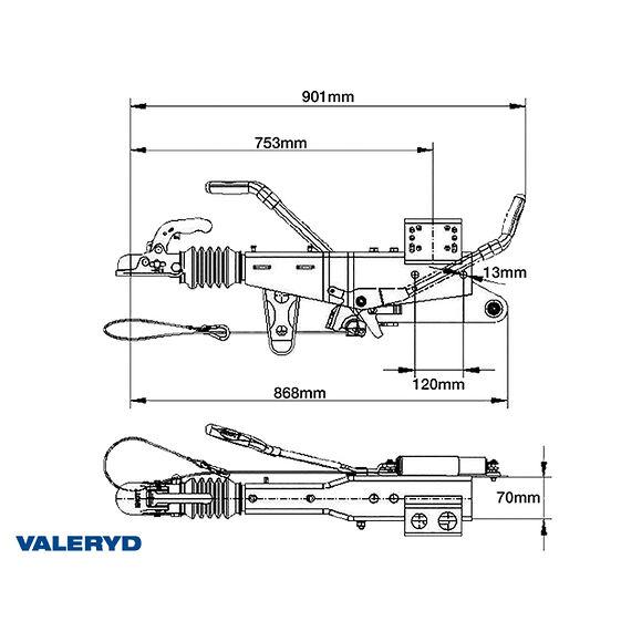 VALERYD Påskjutsbroms Knott. Vkt. KRV13-E. 750-1400 Kg. 70x70