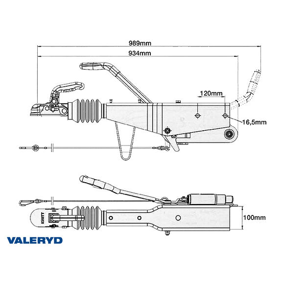 VALERYD Påskjutsbroms Knott. Vkt. KRV30-B. 1600-3000 Kg. 100x100