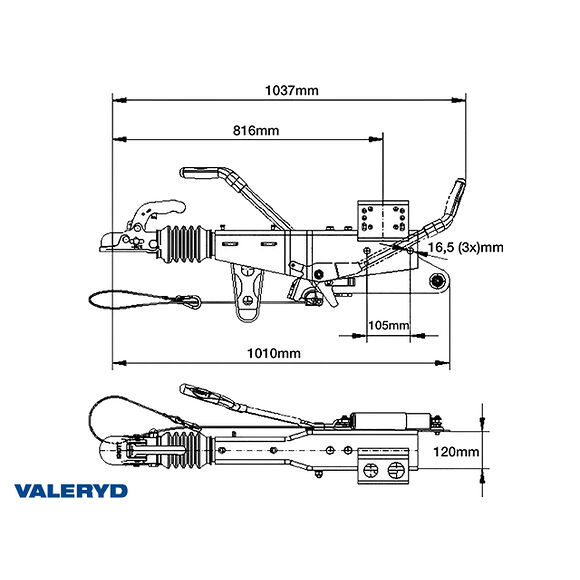 VALERYD Påskjutsbroms Knott. Vkt. KRV35-A. 2700-3500 Kg. 120x120