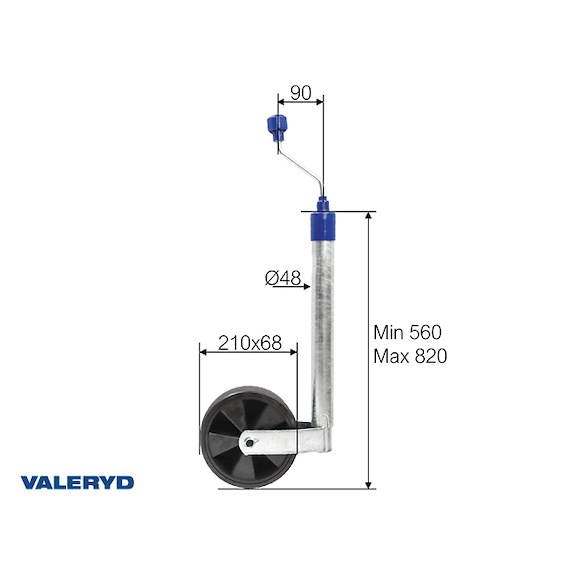 VALERYD Stödhjul Ø48 mm varmgalvaniserad 150 kg 215x70 mm