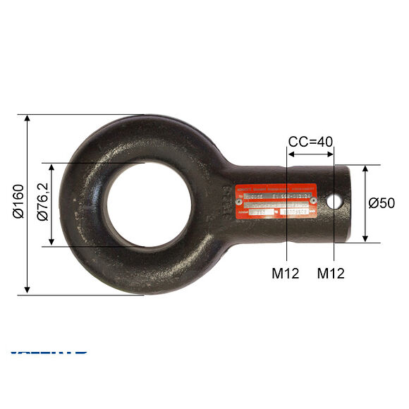 VALERYD Dragögla NATO 76,2mm Knott 26009503 O50mm rör, korsad hålbild CC=40mm, M12