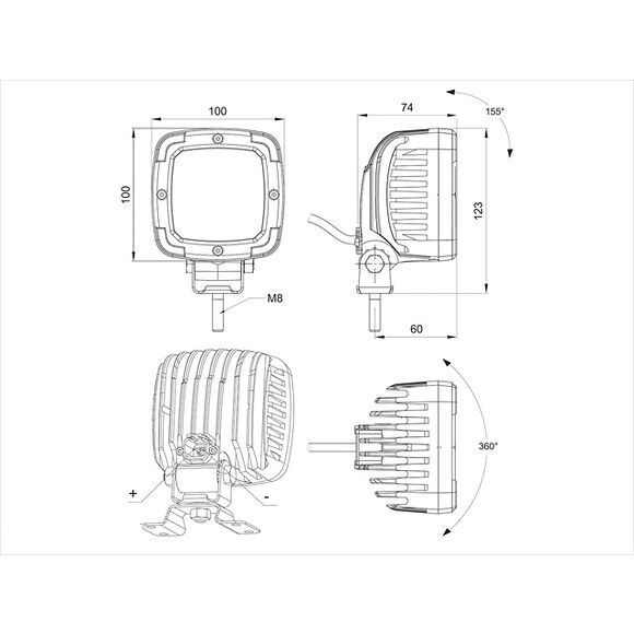 VALERYD LED Arbetslampa aluminium 2800 Lm, 12/24V 1,4m kabel. Skruvfäste