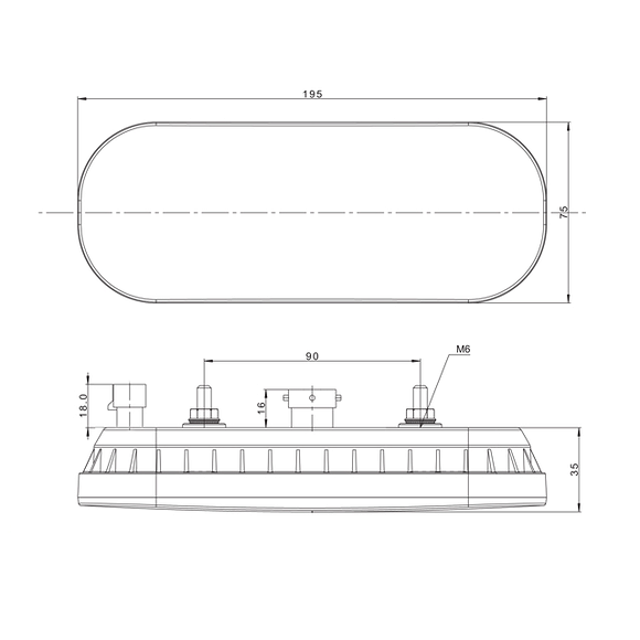 VALERYD LED Baklampa Hö/Vä 195x75x35 12/36V Bajonettanslutning 5-pol. bakljus. bromsljus