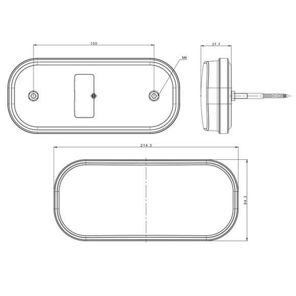 VALERYD LED Baklampa Hö/Vä 214.3x94.3x37.7 12-36V inkl 1m kabel