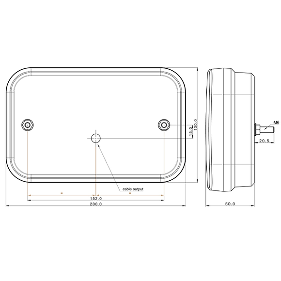 VALERYD LED Baklampa Vä 200x130x50 12V inkl. 1m kabel