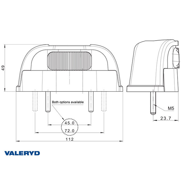 VALERYD LED Skyltlykta 112x49x48 inkl. 450mm kabel