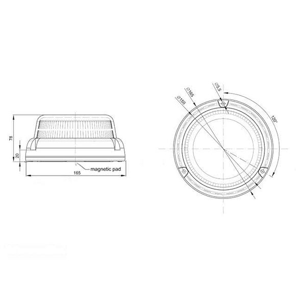 VALERYD LED Varningslampa gul. Skruvmontering. Kabel 1,5m