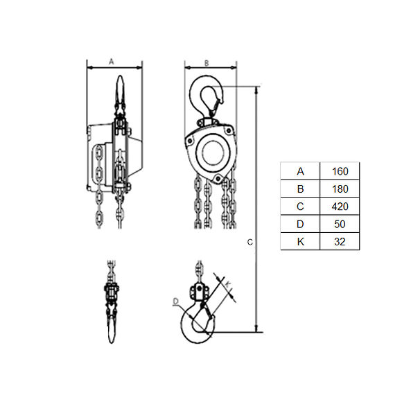VALERYD Lyftblock 3m, 1,5 ton