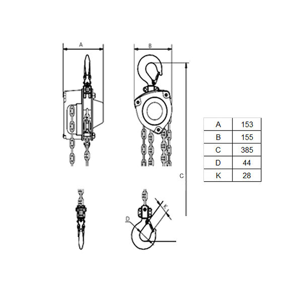 VALERYD Lyftblock 3m, 1 ton