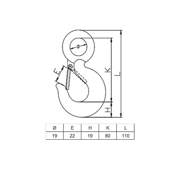 VALERYD Lyftkrok med ögla och spärr G80 6-8mm, 1,12 ton