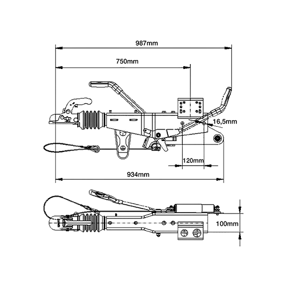 VALERYD Påskjutsbroms Knott. Vkt. KRV30-B. 1600-3000 Kg. 100x100. med konsol