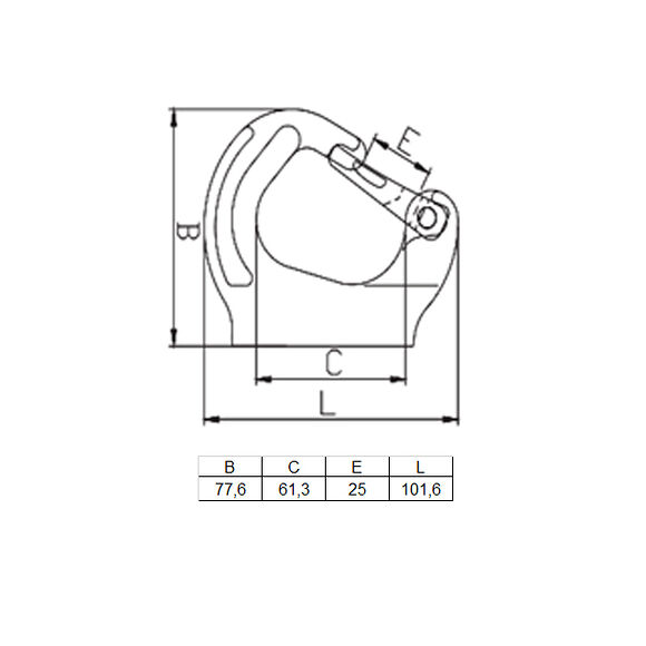 VALERYD Svetsbar grävmaskinskrok G80 WLL 1000 kg