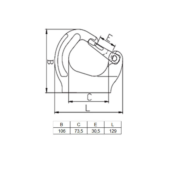 VALERYD Svetsbar grävmaskinskrok G80 WLL 3000 kg