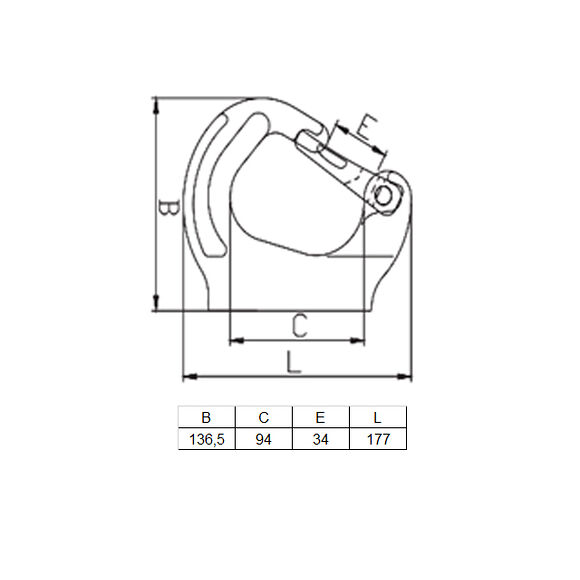 VALERYD Svetsbar grävmaskinskrok G80 WLL 8000 kg