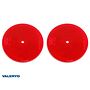 VALERYD Rund reflex 80 mm röd självhäftande och skruvhål (2-pack)