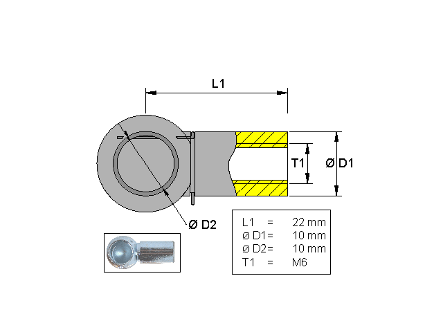 VALERYD Kulhållare, Metall L=22 M6