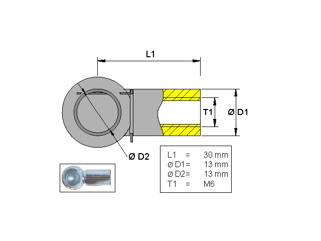 VALERYD Kulhållare, Metall L=30 M6