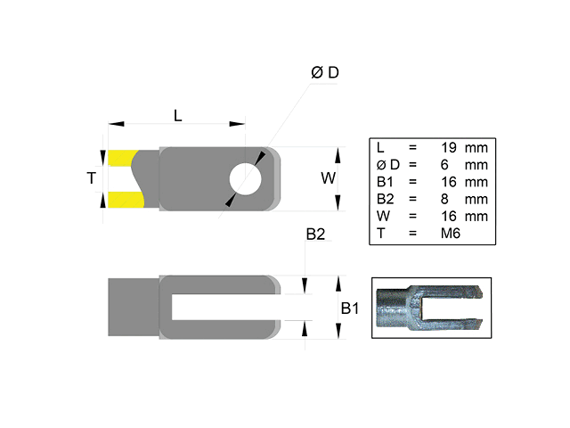 VALERYD Gaffelhuvud 8 mm hål L 32 M6